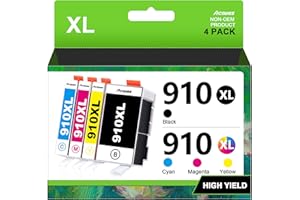 Acaves 910xl Ink Cartridges Combo Pack for HP Officejet Pro 8020 Replacement 910 HP910XL Work 8025 8028 8030 8035 8022 Printer (Black and Color, 4 Pack)