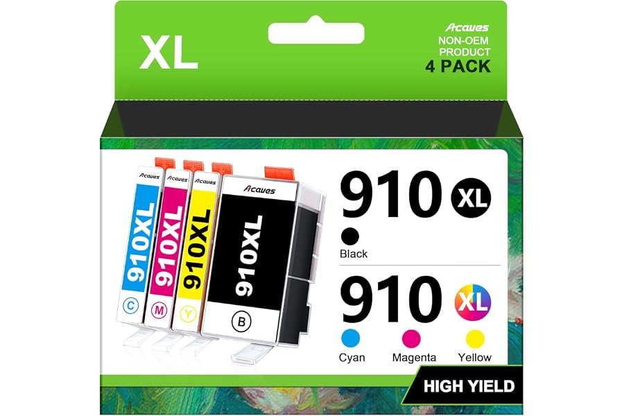 XL 910 Ink Cartridges for HP 910XL Ink Cartridges Combo Pack, Black Color | Work for hp OfficeJet 8010 8012 8015 8017 8018 8022 OfficeJet Pro: 8020 8022 8025 8026 8028 8030 8035, Black Color