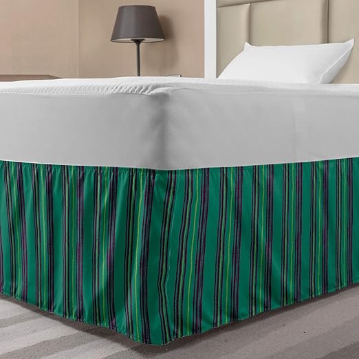 Ambesonne Pinstripe Bed Skirt, Forest Concept Torn Paper