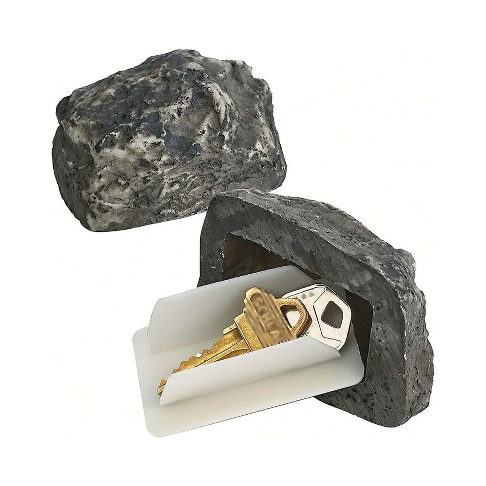 Quixotical Fake Rock Key Hider with Secret Compartment, Outdoor Hidden Key Holder for Garden & Yard, Decorative Stone Hideaway Rock for Spare Access Item Storage