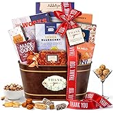 Broadway Basketeers Ornate Thank You Gift Basket of Savory Snacks &amp; Sweet | Gourmet display basket of sweets and savory snacks to show appreciation for corporate, employees, mom, dad