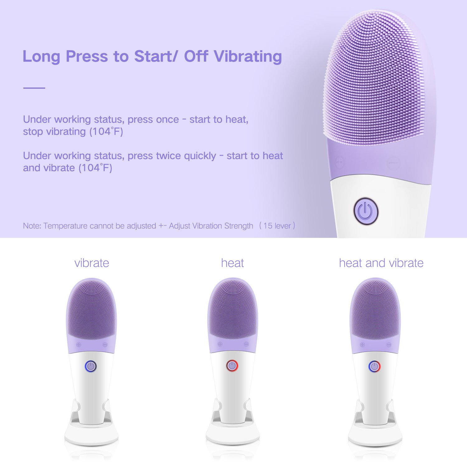 AceList Personalized Silicone Facial Cleansing Brush and Anti-Aging Eye Vibrating Massager with Heat Waterproof Face Brush Revitalising Massager, Deep Cleansing, Blackhead & Blemish Remove