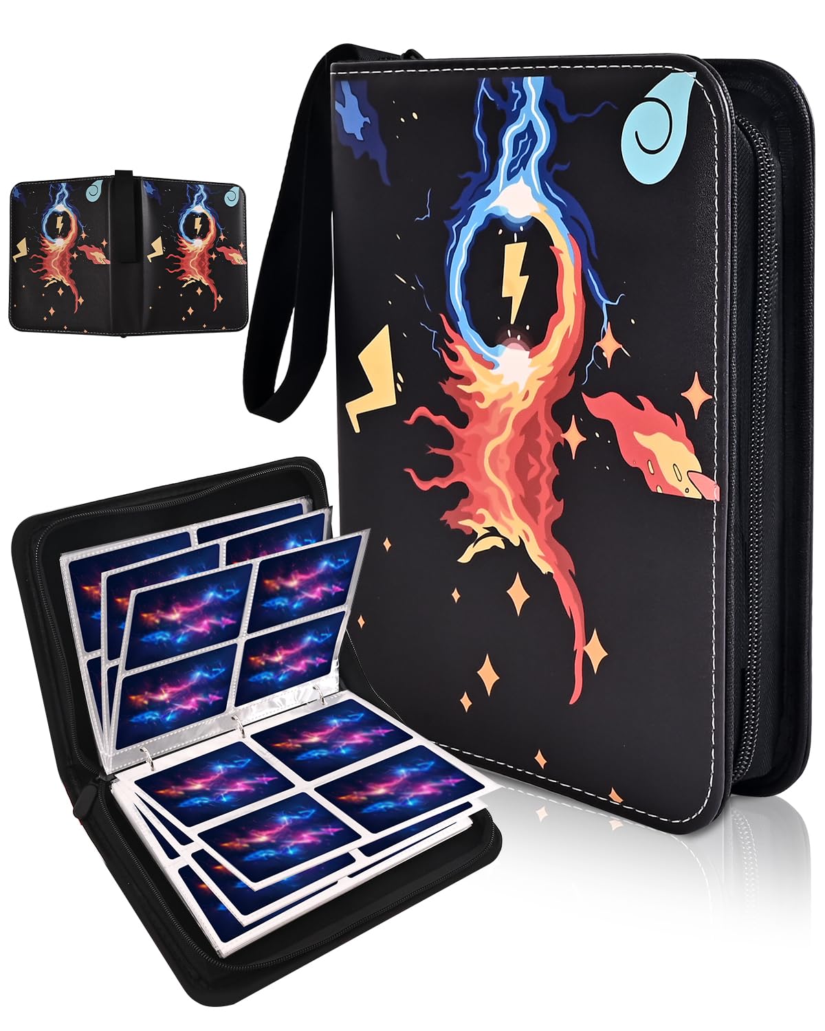 Card Binder for Card, 4-Pocket Trading Card Albums with 50 Removable Sleeve Cards Holder Collection Binders, Card Folder 400 Cards Capacity (Black)