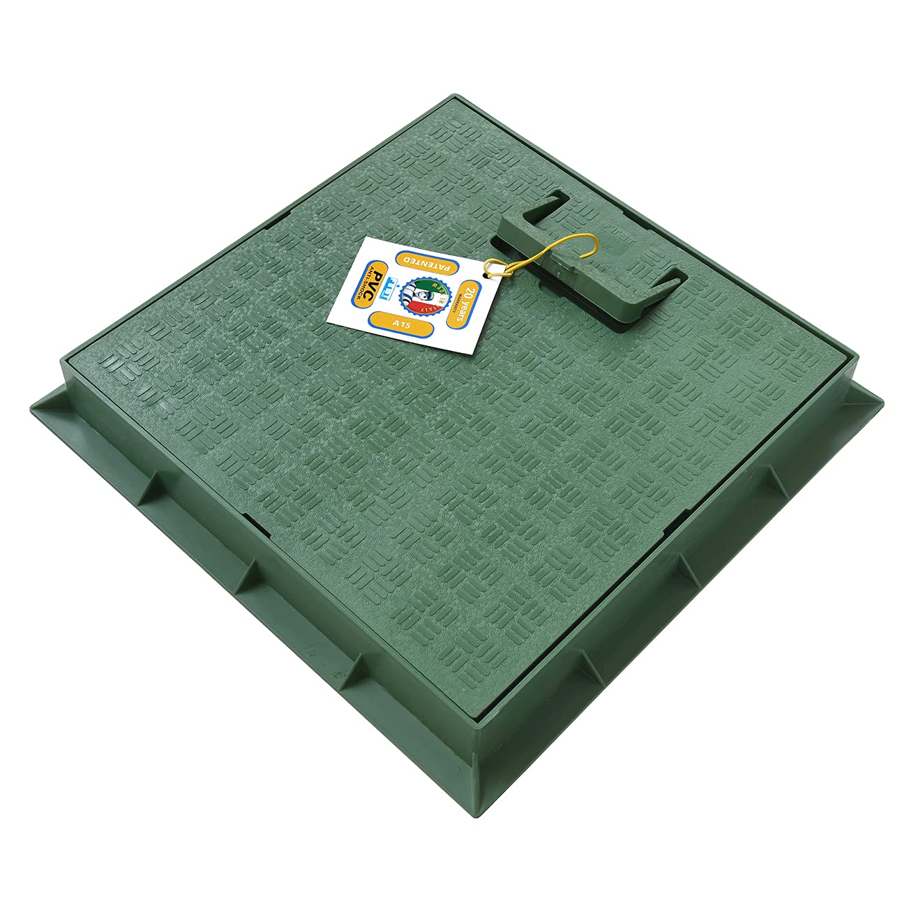 First Plast TCDPM30V Frame with Cover with Pedestrian Handle, PVC, Green, 300x300 mm