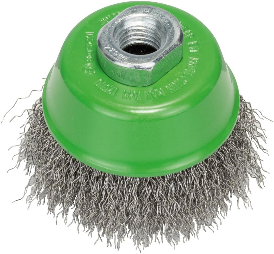 Bosch 2608622102 Cup Brush Crimped Wire, 0.3mm Inox, 75mm x M14, Silver