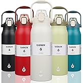 BJPKPK Insulated Water Bottles with Straw, 57 oz Sports Water Bottle with One-handed Opening Lid, BPA Free Leakproof Easy Carry Jugs, Flasks for Gym Sports Outdoors, White