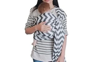 Vlokup Ring Sling Baby Carrier, Soft Cotton Baby Sling Carrier Newborn to Toddler, Baby Wrap Carrier for Plus Size Parents, Perfect Shower Gift, Gray Wave