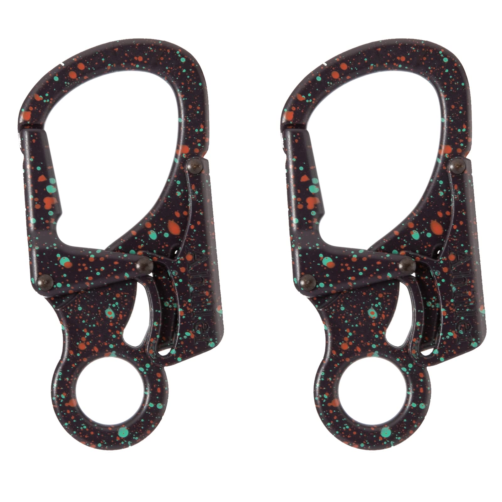 Ahiller Carabiner Clip, Double Anti-Misopening Locking Design, 3 Inch Alloy Caribena Hook, Keychain for Outdoor Camping, Hiking, Fishing, Key Ring Clip (Black Orange Green-2P)