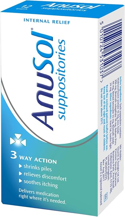 Anusol Suppositories Haemorrhoids Treatment 12 Suppositories Brand