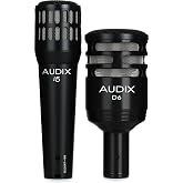 AUDIX KSCOMBO Drum Mic Kit D6 Kick Mic i5 Snare Mic, Includes Rim Clip - Black