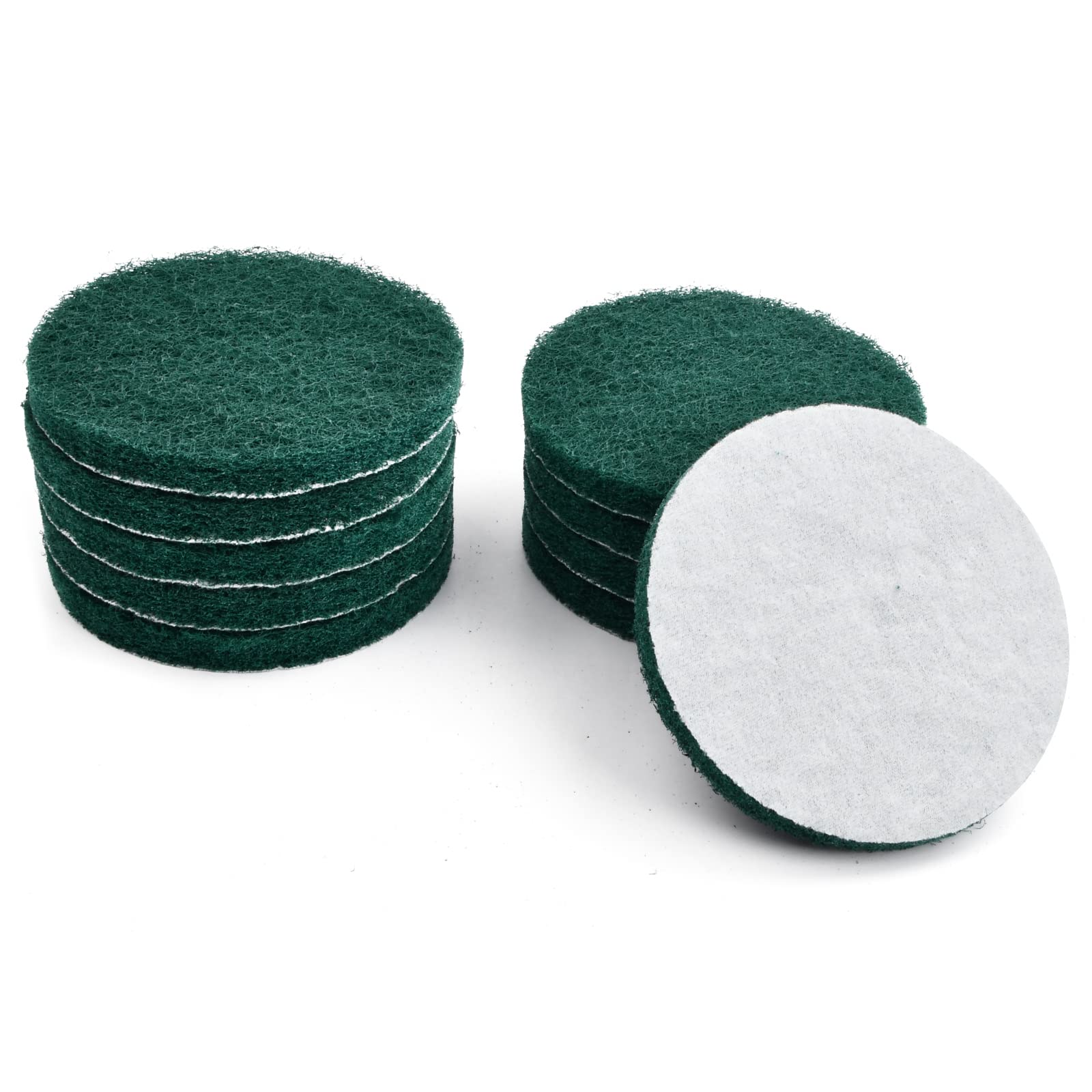Vesaneae 10 Pcs Scouring Pads Cleaning Kit,150mm Polishing Cleaning Pads,Abrasive Buffing Pads,Scrub Pad Sponge,Stiff Green Scrubber Pads,Scouring Pads Buffing Wheel for Angle Grinder
