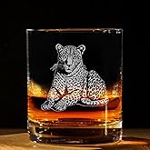Leopard Vintage Engraved Whiskey Glass - Wild Animal Themed Gift - Unique Birthday Gifts For Friends And Family - Leopard Lovers Gift - Vintage Old Fashioned Glass - Decor For Bar