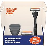 Dollar Shave Club - Guest Pass Shave Set (Black) - 6 Blade Intro Razor Kit | Starter Set with Handle Razor Cover and 2 Razor Replacements, Intro Shave Set, Black Handle, 6 Blade, Razors for Men
