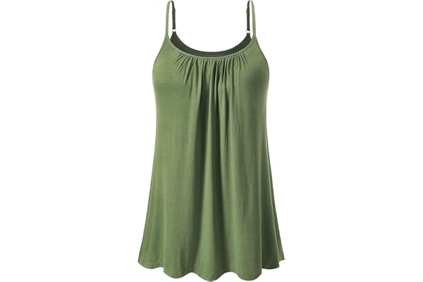 ROSYLINE Womens Camisoles with Built in Shelf Bra Casual Flowy Cami with Adjustable Straps Tank Loose Fit Size S-4XL