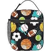 Fun Sport Ball Lunch Bag Basketball Soccer Football Baseball Reusable Lunch Box Insulated Portable Lunch Tote For Boys Kids School Men Work