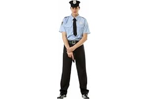 HAUNTLOOK Good Cop Mens Halloween Costume - 911 Police Officer Classic Uniform