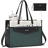 LOVEVOOK Laptop Bag for Women, 15.6'' Laptop Tote Purse 2-in-1 Professional Work Bag Business Briefcase with Clutch Purse, Waterproof Leather Computer Handbag for Teacher Office Travel