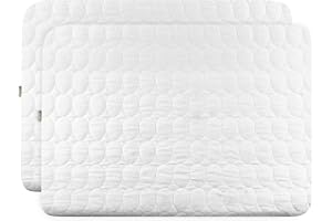 Bamuho 2 Pack Cotton Pack and Play Mattress Pad Cover, Waterproof Pack n Play Mattress Protector 39" x 27", Compatible with Graco Pack n Play Portable Playard, Duck Egg Pattern Quilted