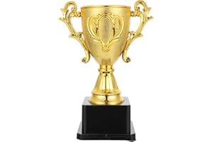 CLISPEED Plastic Gold Cup Trophy for : 18cm/7.1inch Competitions Award Trophy with Base for Sports Winning Prizes Carnival Victors Appreciation Gifts