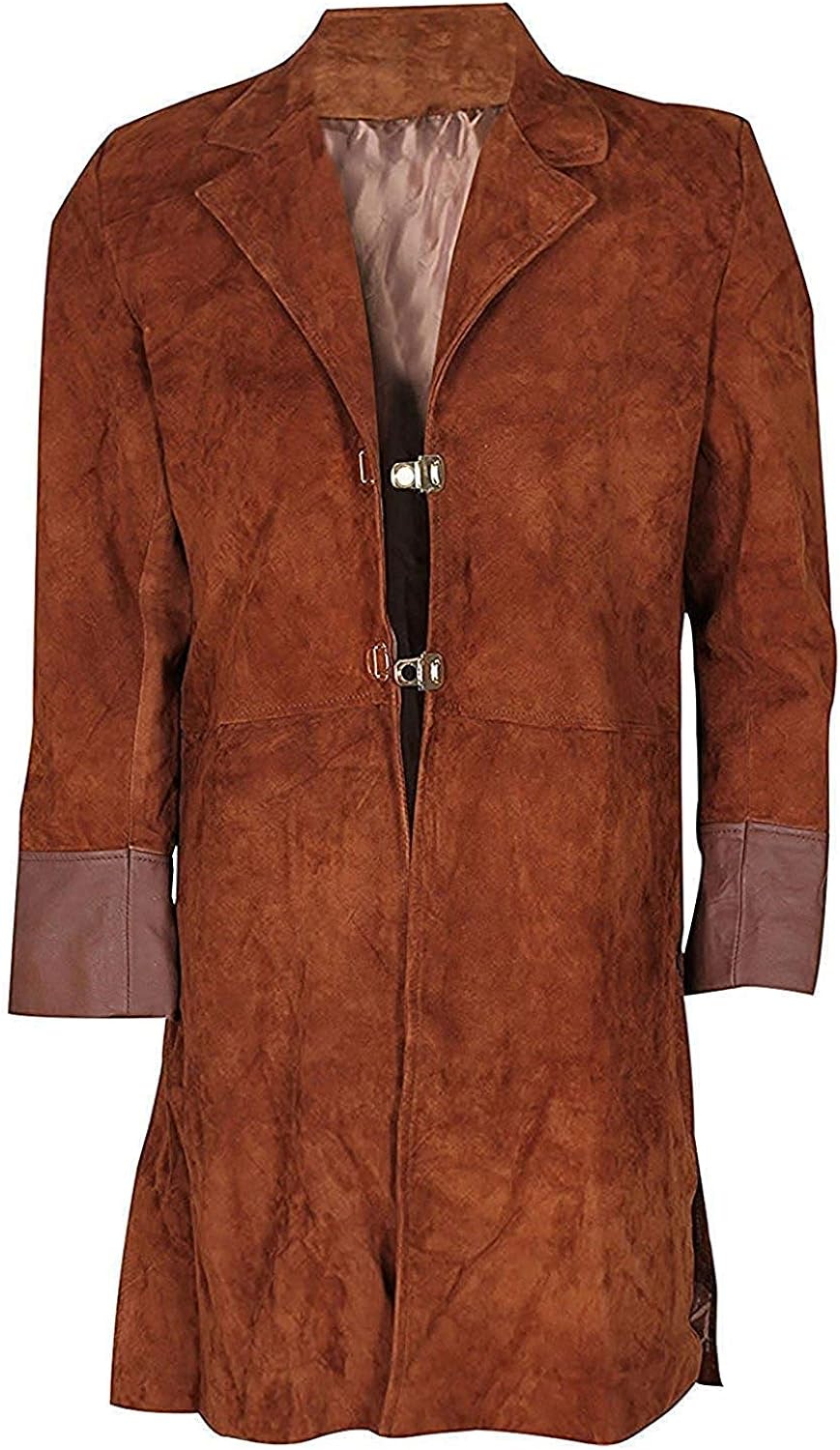 Amazon.com: R&B Fashions Men's Suede Leather Trench Brown Coat - Men's Leather Celeb Long 