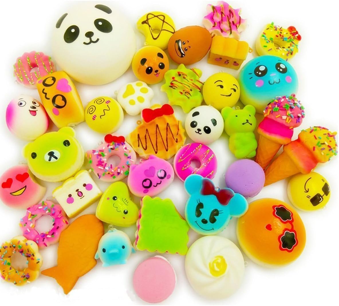 Wanruisi 20 Pack Squishy Toy Jumbo Food Squishise Cat Hamburgers Cream Scented Slow Rising Squishies Charms, Kid Toy, Lovely Toy, Stress Relief Toy, Cell Phone Straps Key , Chains Stress Relief toy