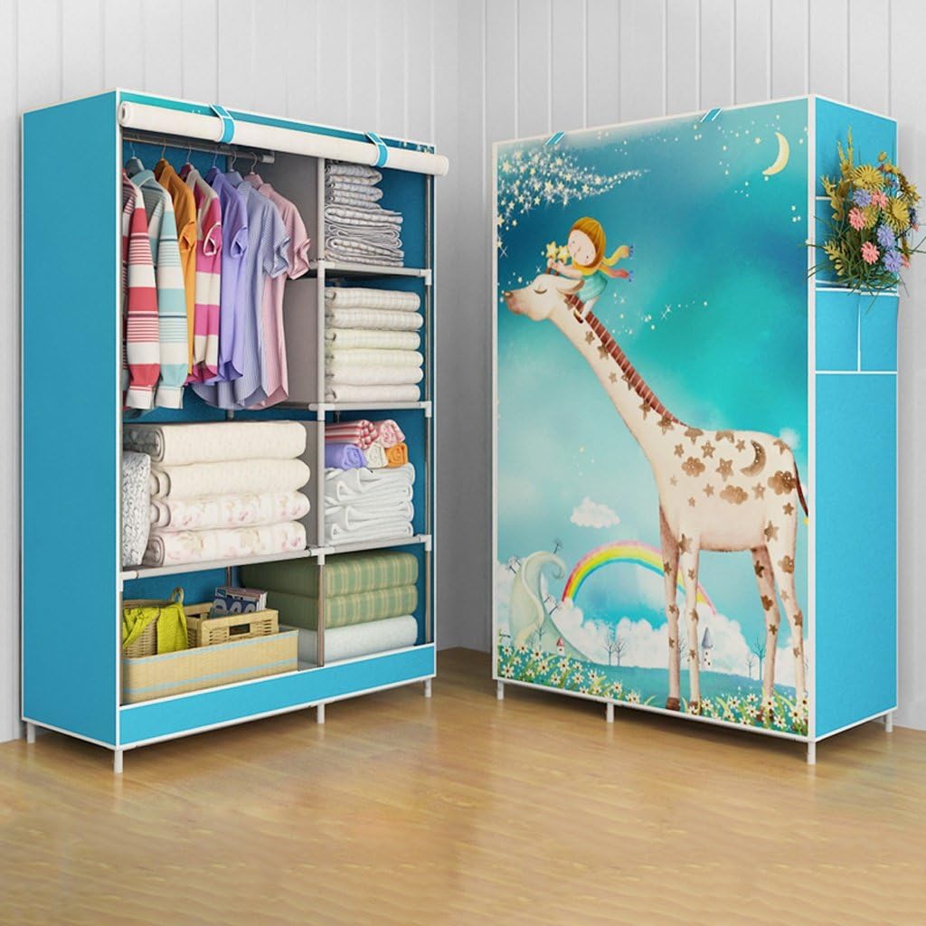 Folding wardrobe MMM& Simple Wardrobe Steel Tube Thickening Assembly Storage Cabinet (Color : #5)