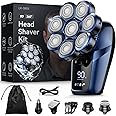 8D Head Shavers for Bald Men, Bazivve Upgraded Men's Rotary Shaver with Nose Hair Trimmer, Waterproof Electric Razor Grooming Kit with LED Display, Cordless, Portable