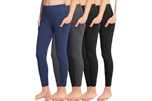 ATHVOTAR Girls Leggings with Pockets: High Waisted Yoga Workout Athletic Dance Running Pants 4 Packs