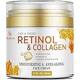 Retinol Cream for Face Anti Aging: Wrinkle Cream for Face Neck with Collagen Hyaluronic Acid - Night Moisturizer for Men Women - Facial Skin Care Gift for Mom Dad Sister