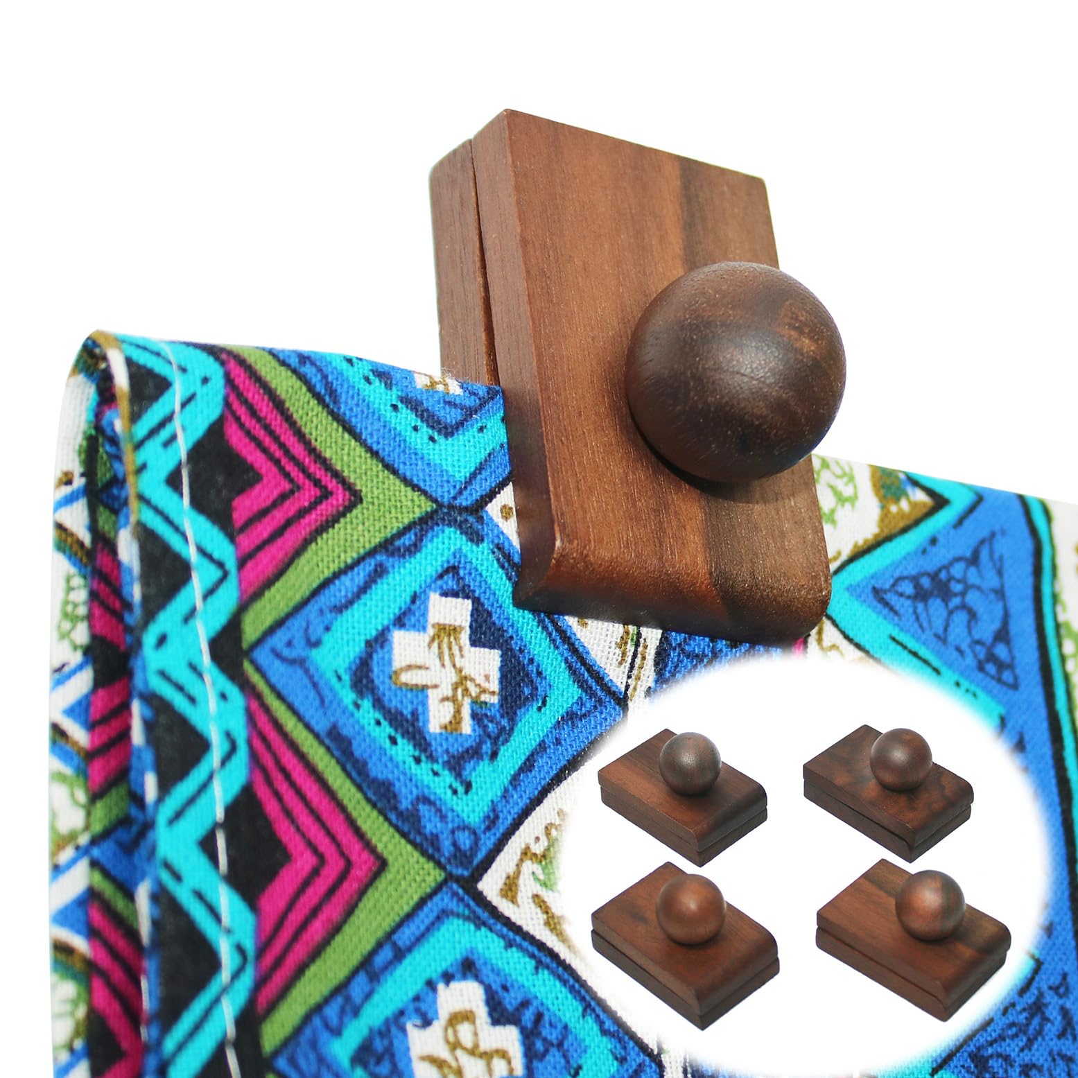 laffeya Tapestry Wall Hanger, Quilt Rack Blanket Clamps - Set of 4 Walnut Non Nailing Rug Hangers for Wall Hanging and Display — image 1