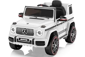 ANPABO Licensed Mercedes-Benz G63 Car for Kids, 12V Ride on Car w/Parent Remote Control, LED Headlights, Music Player & Horn, Soft Start, Low Battery Prompt, Kids Electric Car, White