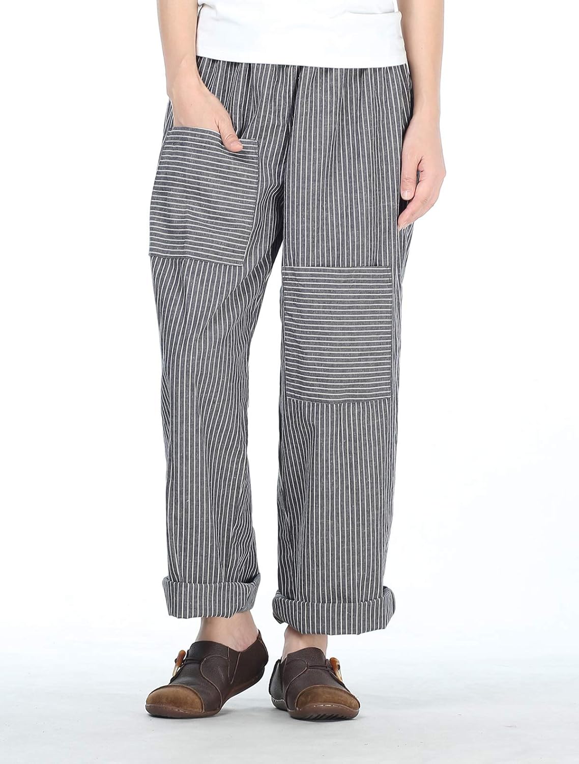 Mordenmiss Women's Casual Cotton Linen Pant w/Unique Pockets: Clothing