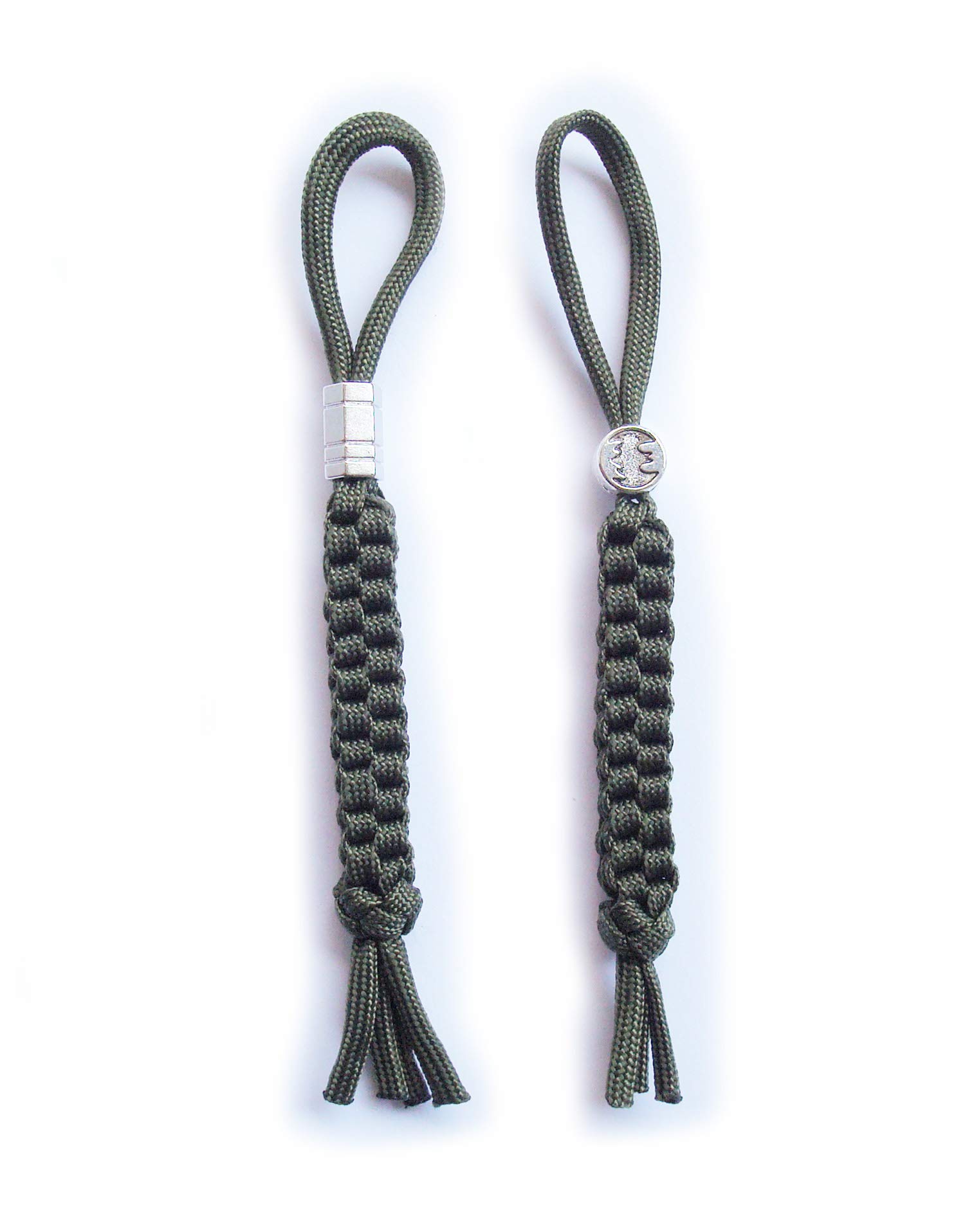 Army Green Paracord Braided Knife Lanyard or Replacement Line with Alloy Bead for Outdoor Survival, Camping, Emergency and Every Day Use.Pack 2 pcs