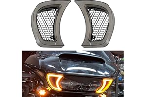 YHMTIVTU Motorcycle Headlight Vent Accent LED Indicator Side Lights Fit for Harley Road Glide FLTRX Special FLTRXS CVO Ultra FLTRU 2015-2023 Smoke