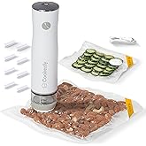 Cookerfy Food Vacuum Sealer Machine with Digital Display & Visible Tank, 8L Air Flow Handheld Compact Vacuum Sealer for Food, 1200mAh Battery, 30 Reusable Seal Bags, Portable Lightweight 6.87oz