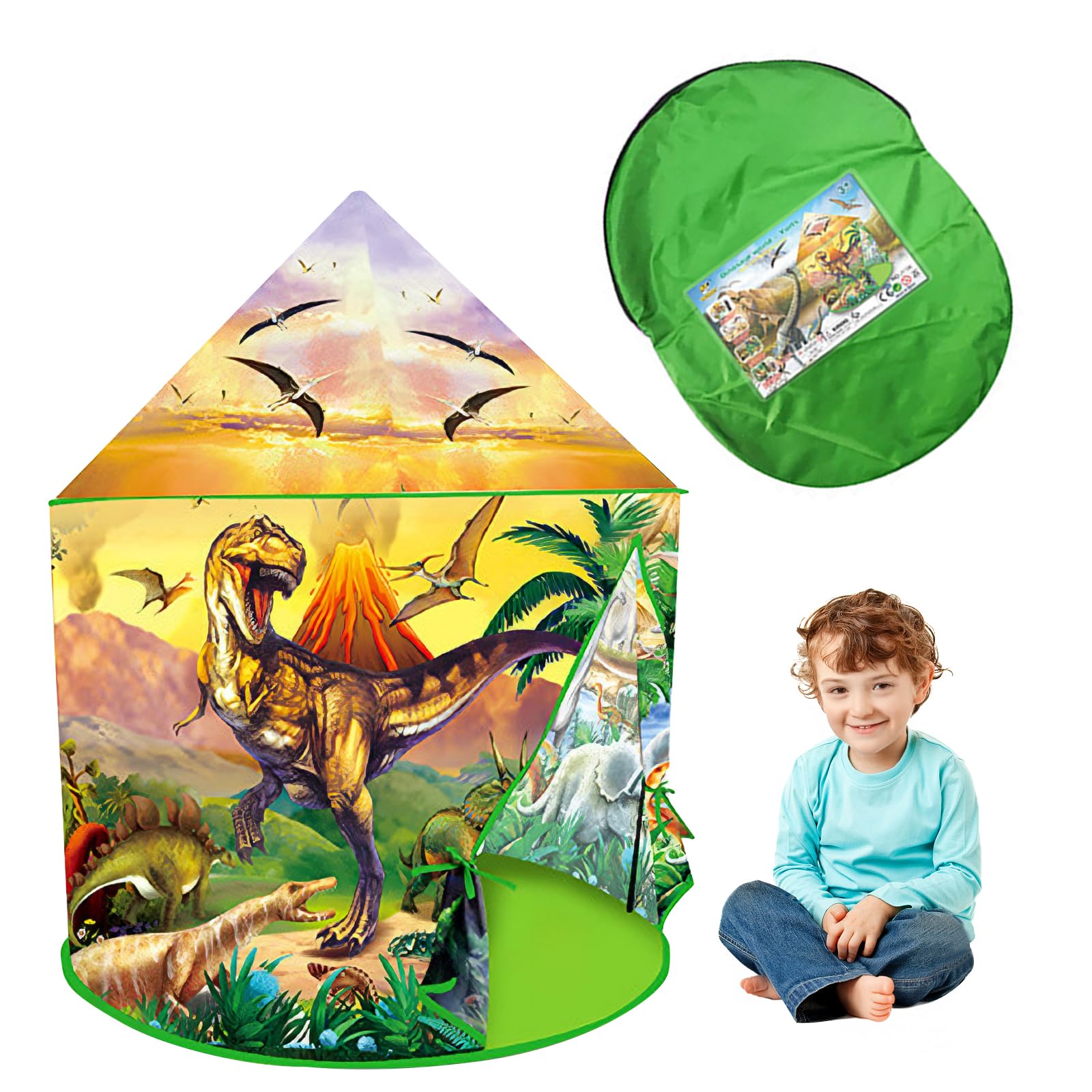 Kids Tent - Dinosaur Discovery Play Tent, Pop Up Tents for Kids, Perfect Indoor & Outdoor Adventure Tent Gift for Girls & Boys