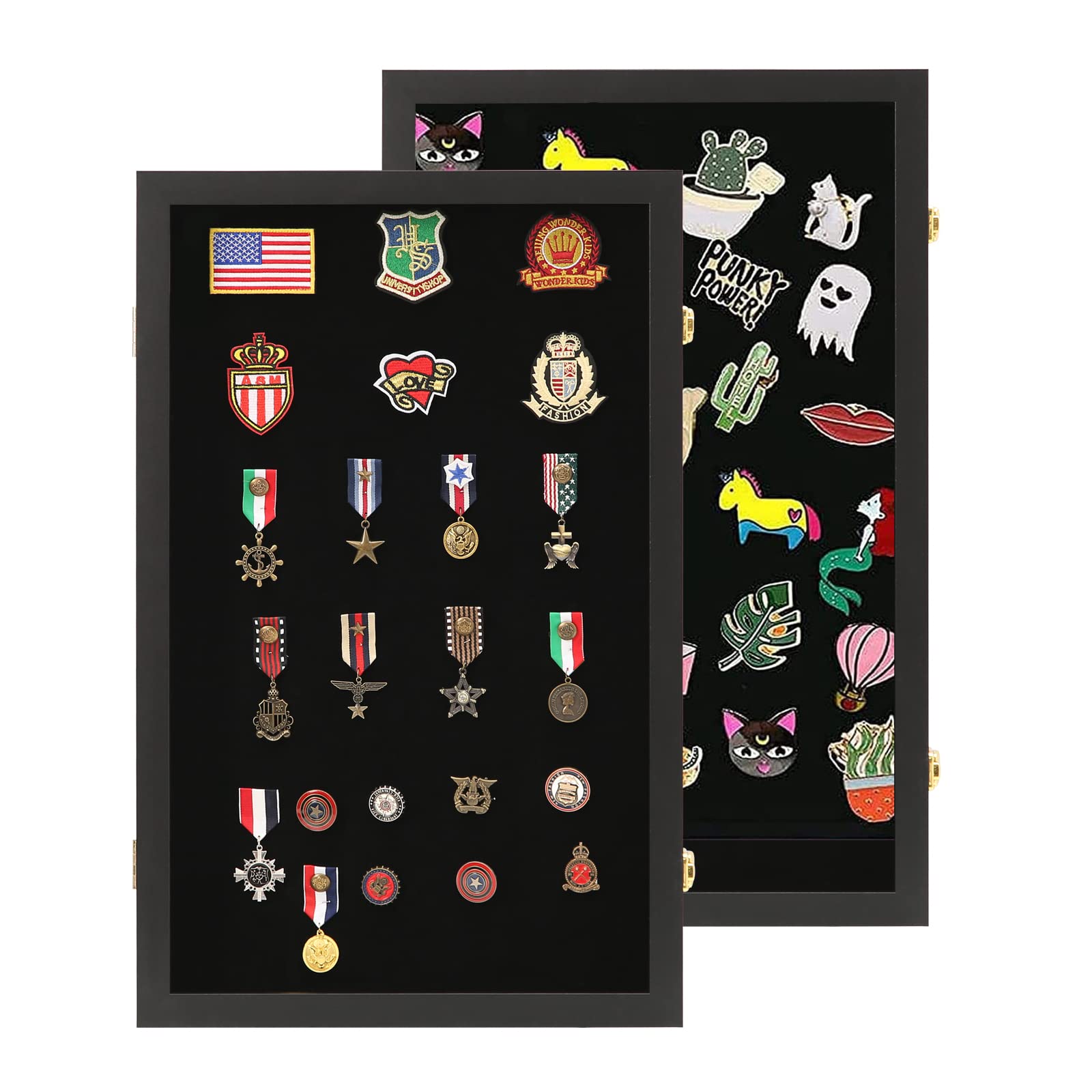 VERANI Pin Display Case 16x25 Pin Collection Display Box Military Medal Display Frame with Uv Protection Acrylic Door for Beach Tags Jewelry Insignia Ribbons Patches Insignia Ribbons Sport Pins Image