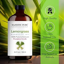 Majestic Pure Lemongrass Essential Oil with Glass