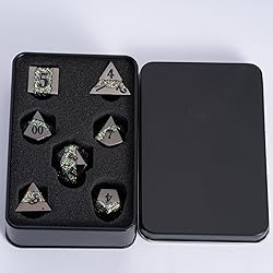 Black Glitter Metal Dice Set,Polyhedral Stripe DND