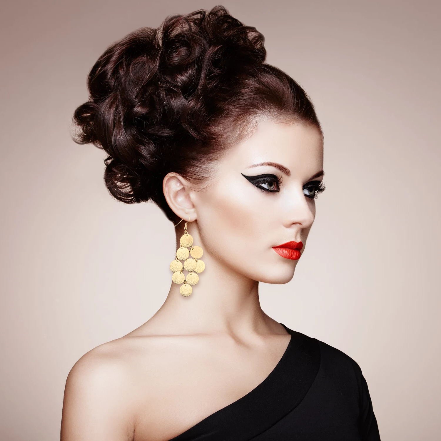 Dangle Drop Earrings，UHIBROS Light weight Long Charm Earring Unique Alloy Hook Earrings (Gold)