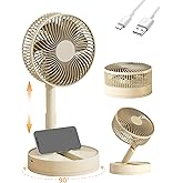 KASYDoFF Portable Fan, 8'' Oscillating Desk Fan, 5400mAh Rechargeable Small Fan for Bedroom, 4 Speeds＆8H Timer Battery Powered Travel Fans for Outdoor, Khaki