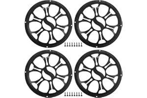 ACROPIX Universal 8" Car Speaker Grills Cover Round 8 Inch Audio Speaker Subwoofer Guard Protector Case with Mounting Screws ABS Black - Pack of 4