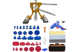 TUOSHUNGE YD0B2 Auto Dent Puller Kit - Dent Remover Tools Adjustable Width Golden Lifter & Glue Gun for Automobile Body Motorcycle Refrigerator & Ding Hail Dent Removal