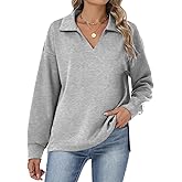 Lallabai Womens Sweatshirts Airlayer Tunic Tops Long Sleeve Hoodies V Neck Loose Pullover Sweaters 2026 Fall Fashion Outfits