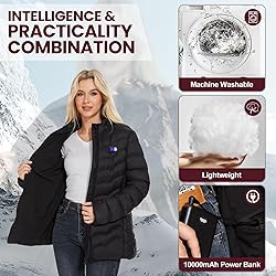 OAOA innovation Womens Heated Jacket with 10000mAh