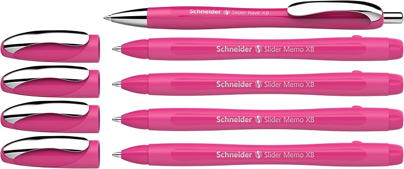 150265 Slider Memo XB und Slider Rave XB Kugelschreiber (Gehäusefarbe: power pink, Schreibfarbe: blau) 4+1 Stück