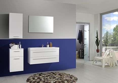 XXS® Möbel Badmöbel Set Kwadro 4 teilig 100 cm kleines Bad in hochglanz