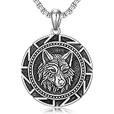 Lattd Wolf Necklace 925 Sterling Silver Wolf Pendant for Men
