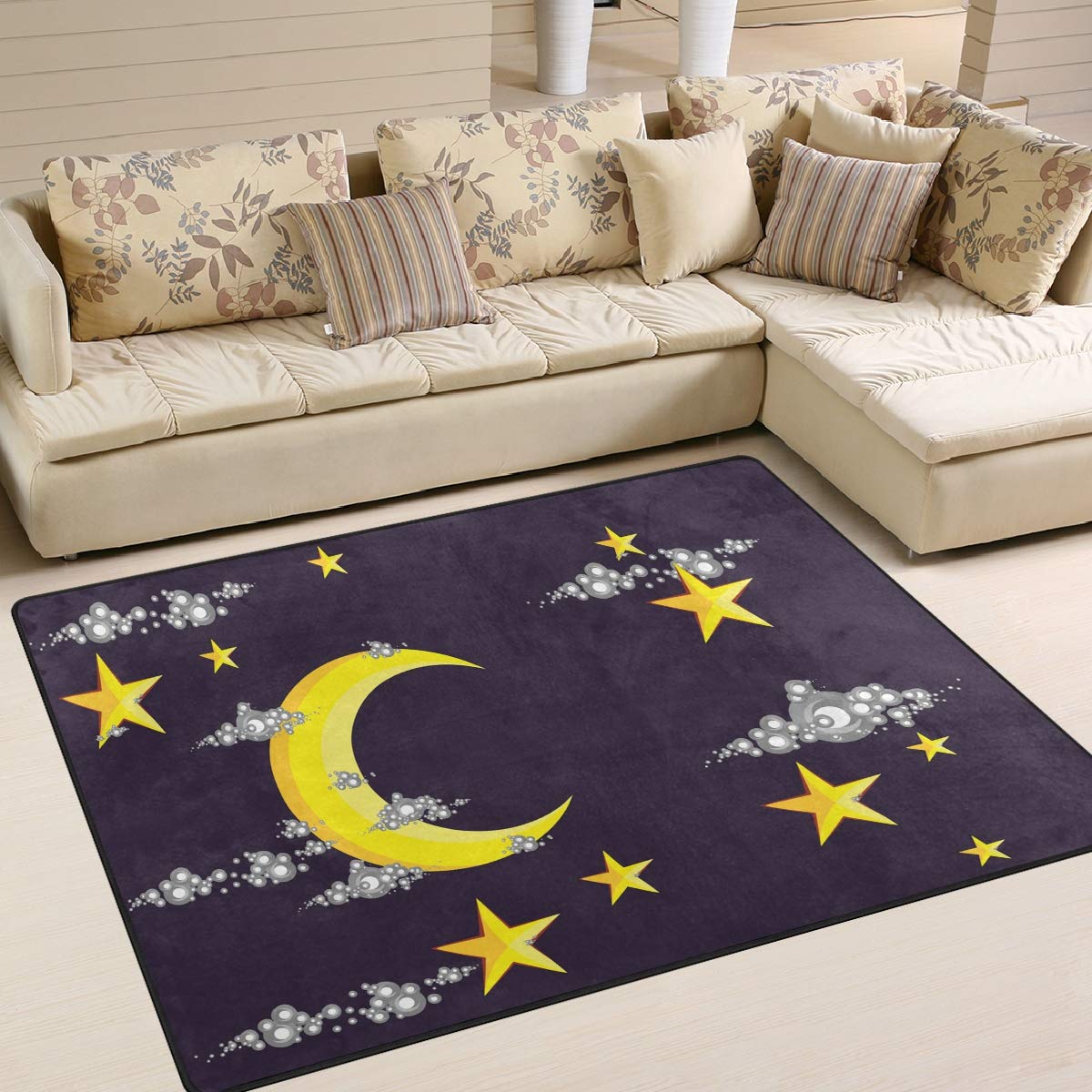 moon and stars nursery rug