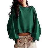 Zwurew Womens Casual Sweatshirt Long Sleeve Tops Crewneck Loose Fit Tee Pullover Crop Tshirt Side Slit Fall Fashion 2024
